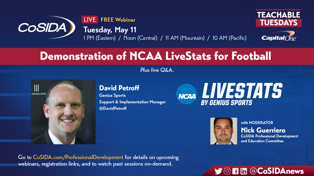 Join Us! Live Webinar – Teachable Tuesday: Demonstration of NCAA LiveStats for Football